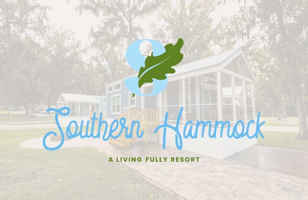 a logo overlaid on a building in the background